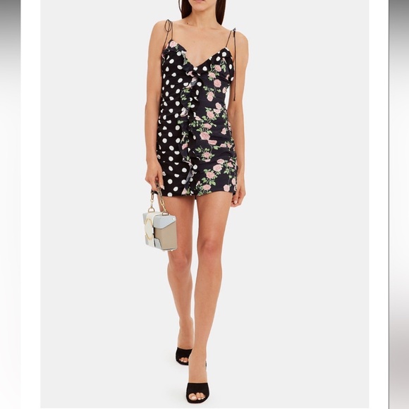 For Love And Lemons Black Floral and Polka Dot Dress - Picture 2 of 7